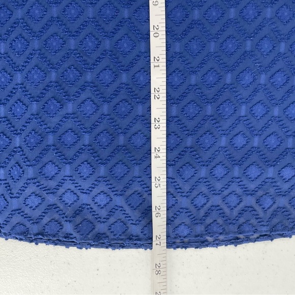 Ryan Wythe Lace Overlay Keyhole Bishop Sleeve Royal Blue Pullover Top - Picture 8 of 8